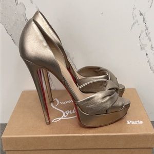 Christian Louboutin champagne gold platform heels – size US 8 – authentic